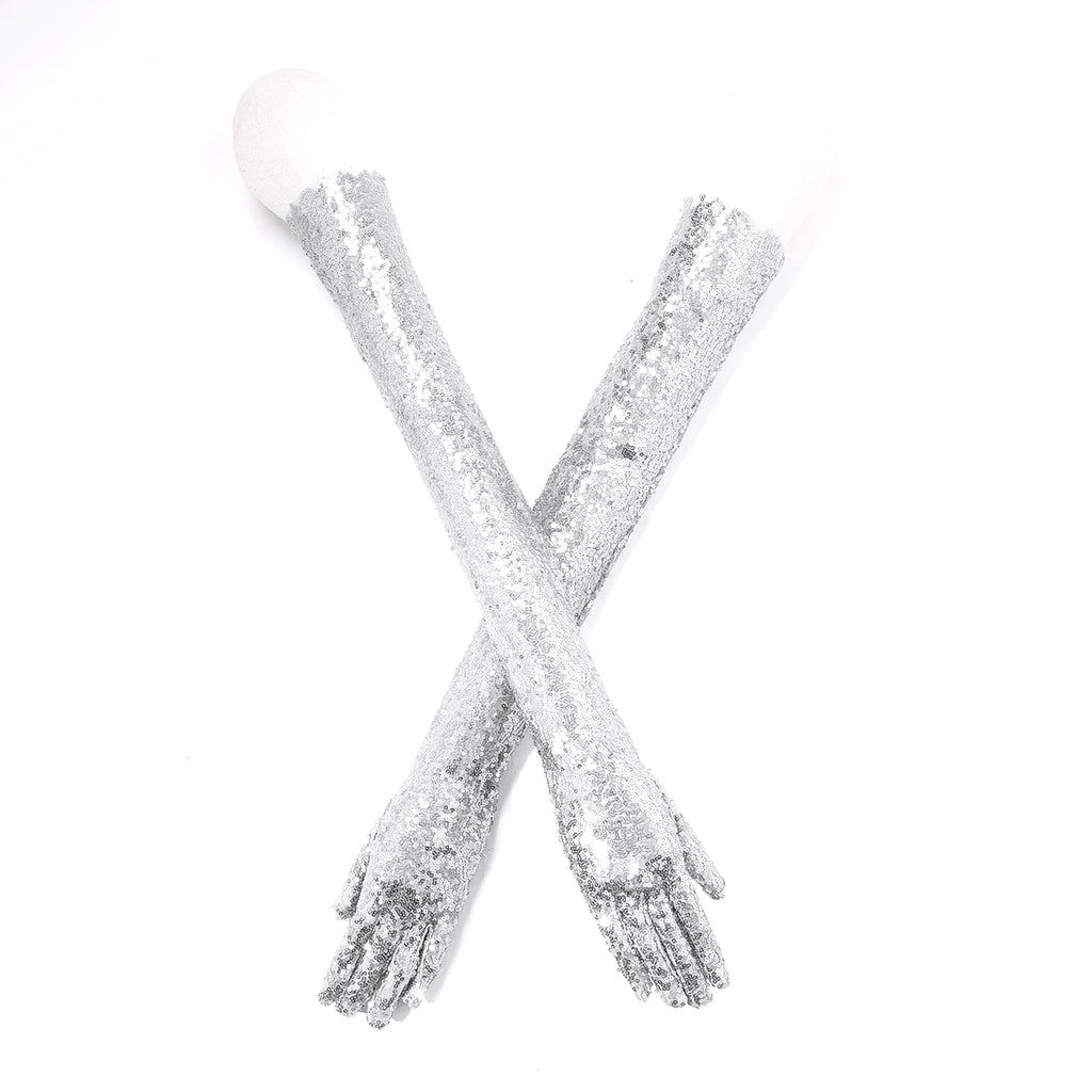 Starlight Sequin Elbow-Length Opera Gloves