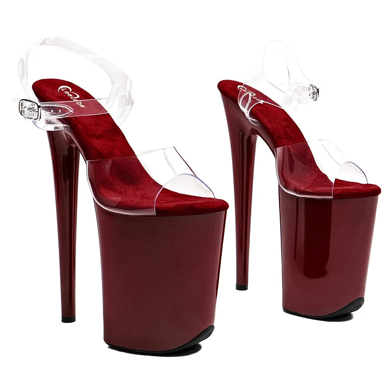 9-Inch Clear Platform Sandals - Peep Toe Exotic Dance Heels