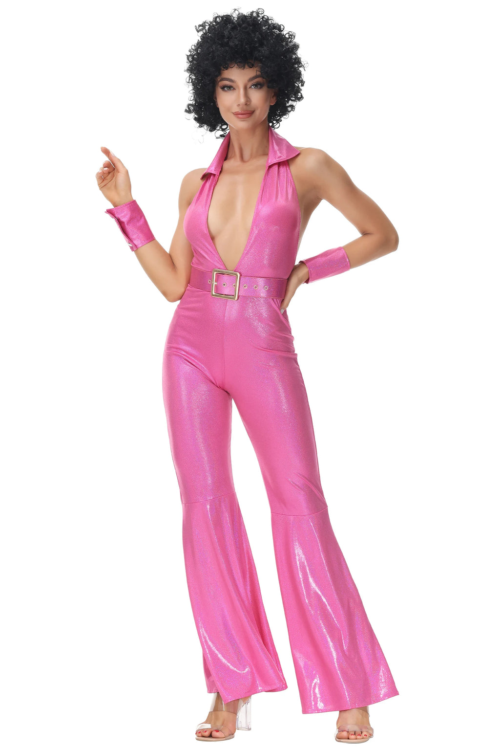 Disco Jumpsuit | Pink Flared Halter