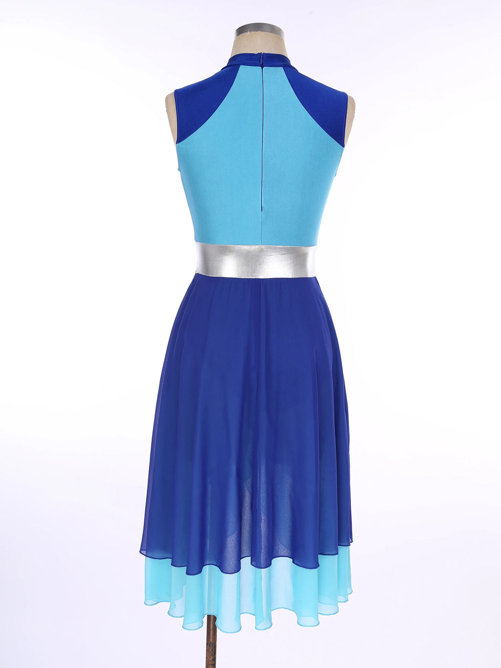 Color Block Lyrical Dance Dress | Mock Neck | Asymmetric Hem