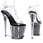 8-Inch Clear Platform Sandals - Backstrap High Heel Performance Shoes