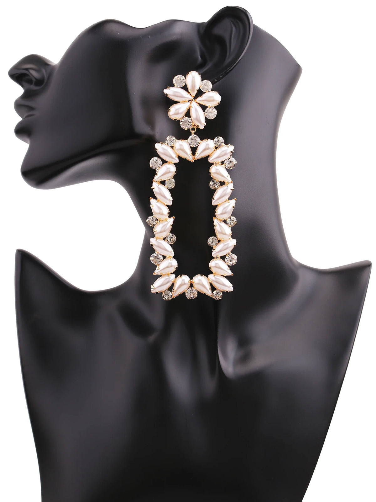 Faux Pearl Drop Earrings | Rhinestone Sparkle | Clip or Pin