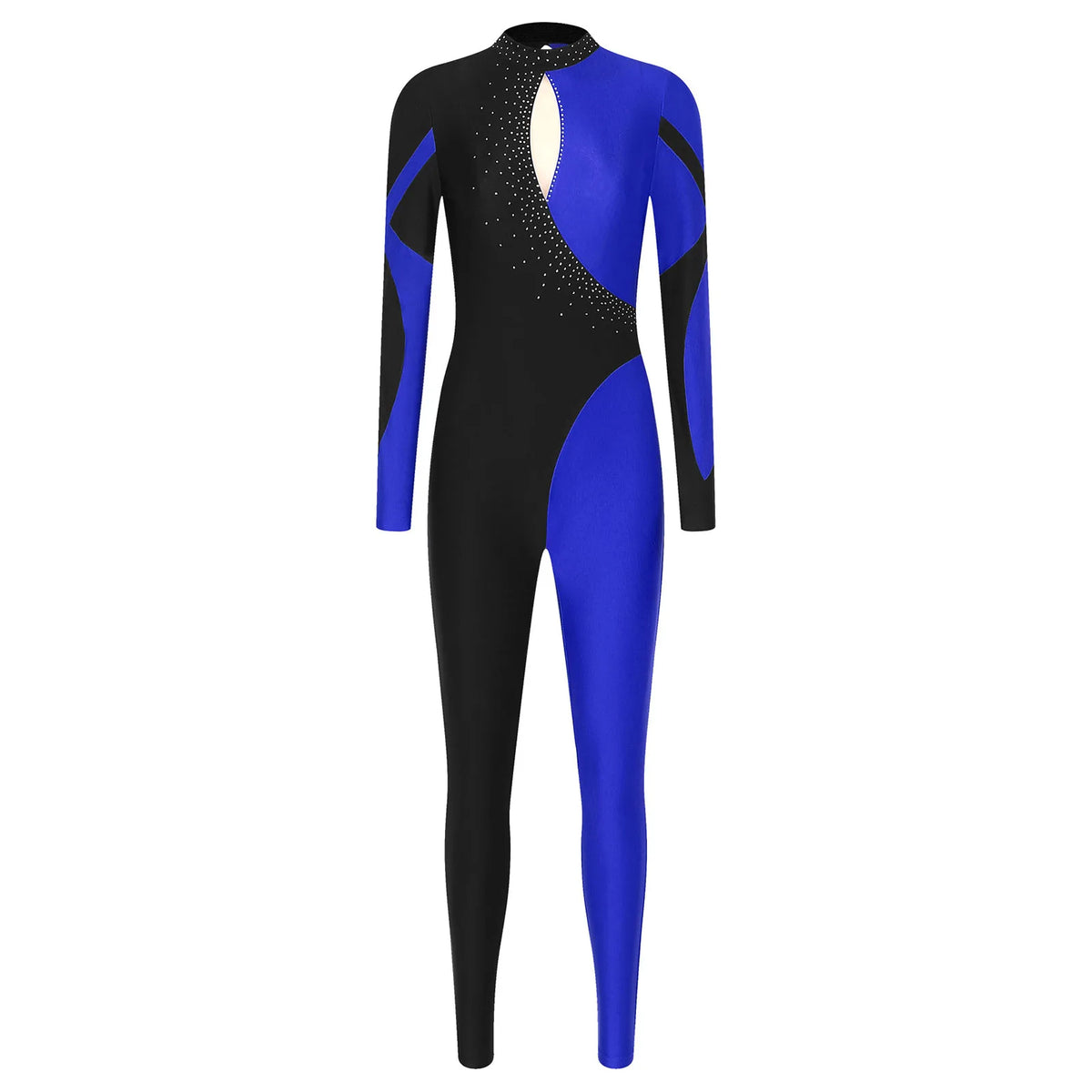 Rhinestone Jumpsuit | Color Block | Long Sleeve