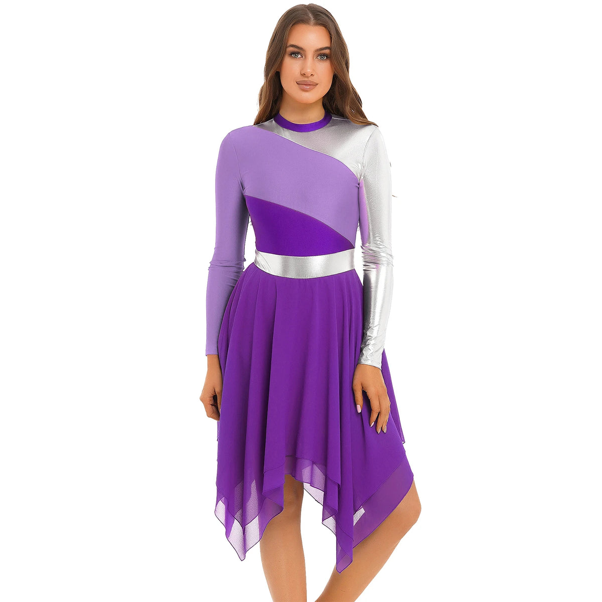 Color Block Dance Dress | Asymmetric Hem | Built-In Briefs