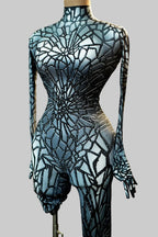 Rayon Glitter Rhinestones Stretch Jumpsuit — Premium Stagewear