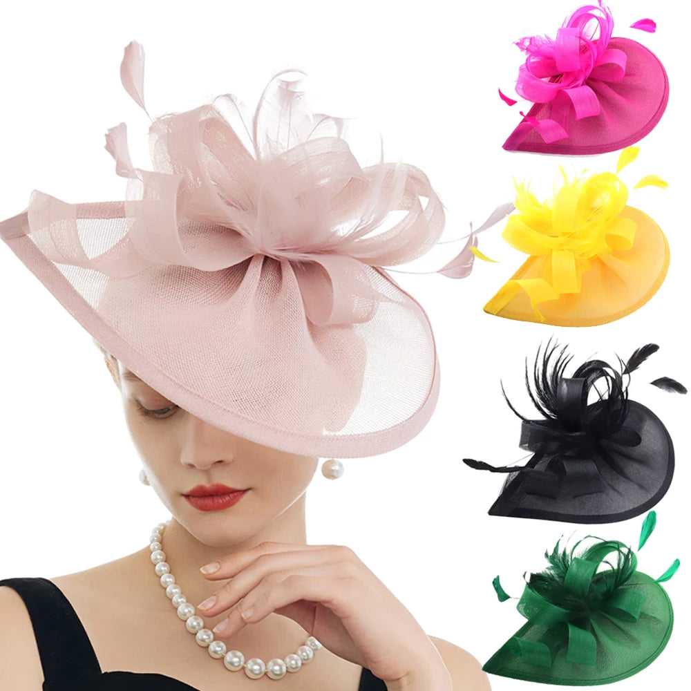 Feather & Mesh Drop Fascinator | Bridal & Tea Party | 8 Colors