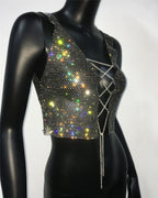 Metal Chain Fishnet Crop Top - Bandage Mesh Party Camisole