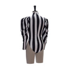 Striped Gothic Bodysuit | High Neck | Puff Sleeve