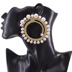 Statement Earrings | Pearl & Rhinestone Circles