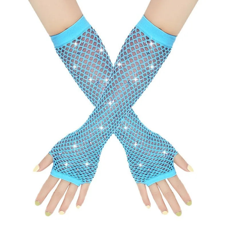 Rhinestone Fishnet Gloves | Fingerless