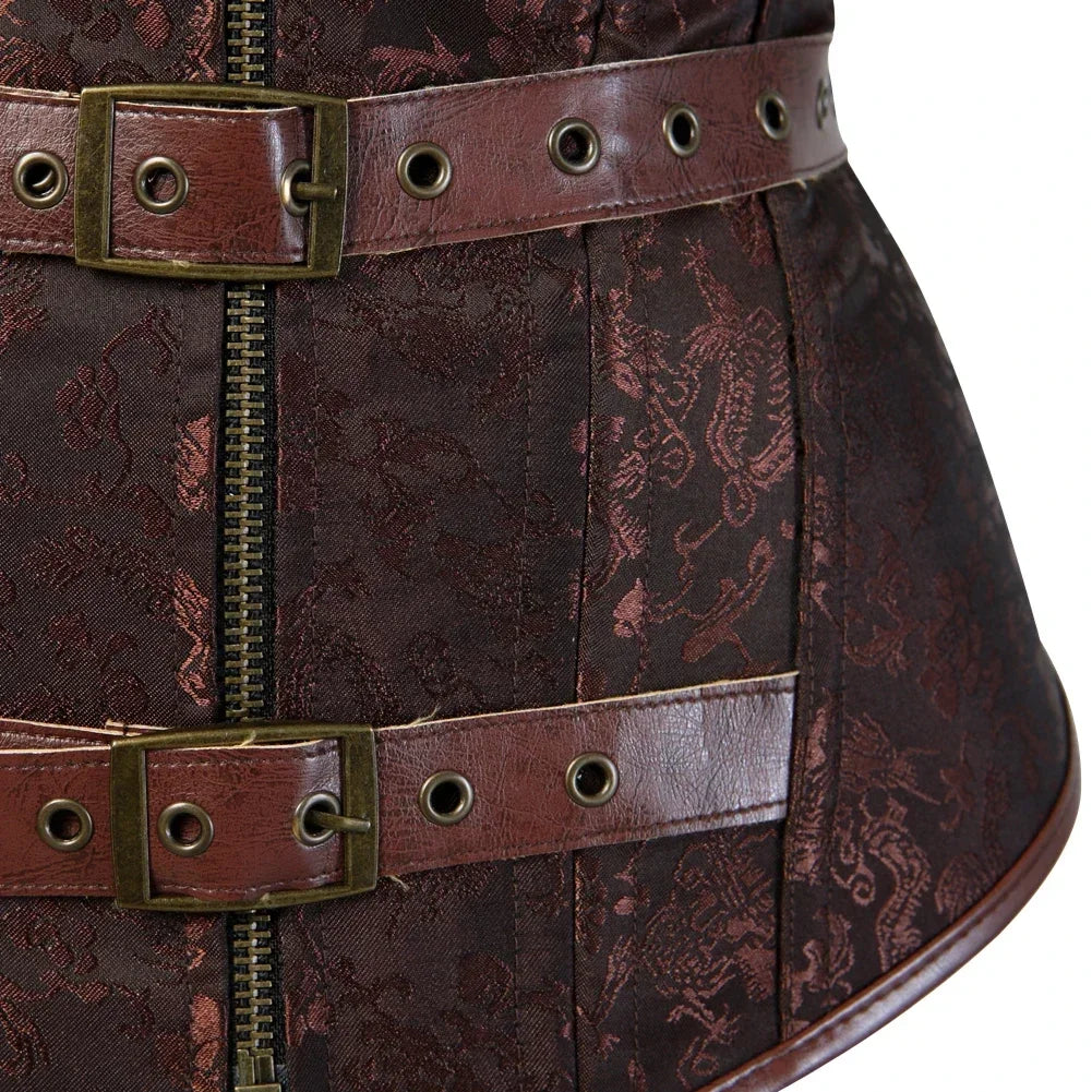 Steampunk Overbust Corset | Faux Leather & Buckles | S–6XL