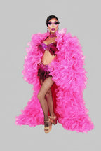 Layered Organza Performance Jacket - Dramatic Long Sleeve Cape Vest