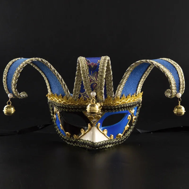 Venetian Jester Mask | Bell-Tipped Horns | 3 Colors