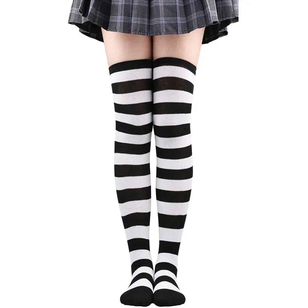 Striped & Polka Dot Thigh-High Stockings | Over-Knee | 27 Colors