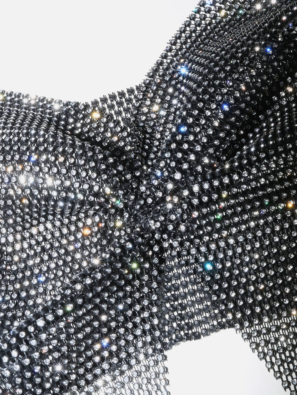 Glitter Rhinestone Fishnet Crop Top - Mesh V-Neck Festival Tank