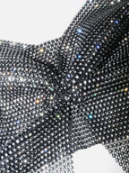 Glitter Rhinestone Fishnet Crop Top - Mesh V-Neck Festival Tank