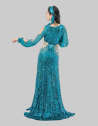 Egyptian Baladi Dress - Sequined Belly Dance Costume Set