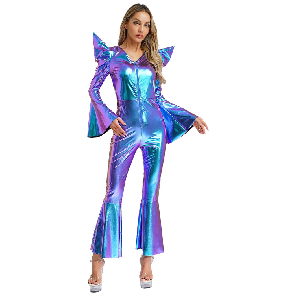 Metallic Jumpsuit | Statement Shoulders & Flares