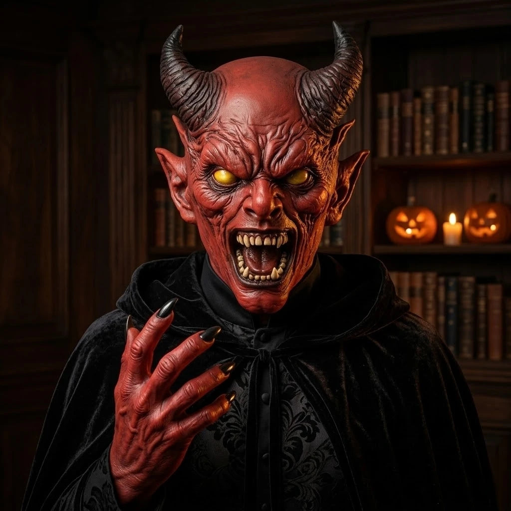 Horned Demon Mask | Red Horror Face
