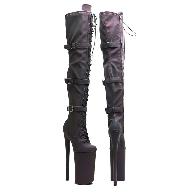 10-Inch Holographic Thigh-High Boots