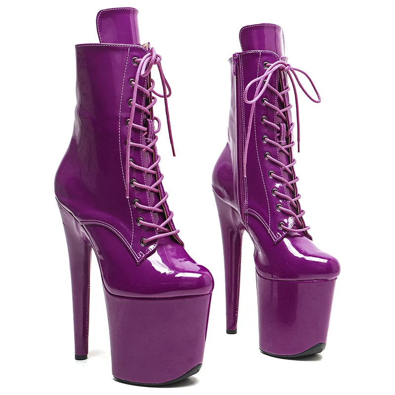 8-Inch Patent Platform Ankle Boots | Multi-Color