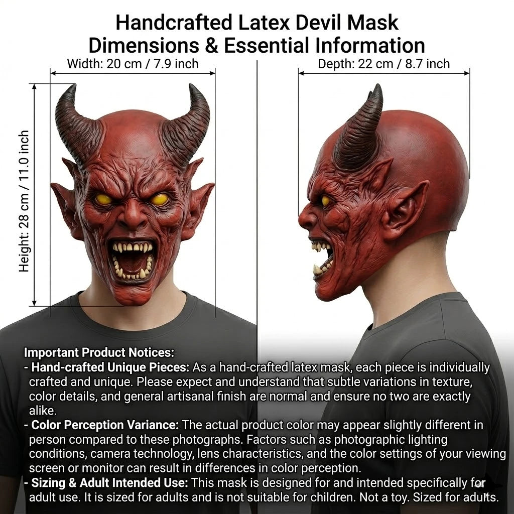 Horned Demon Mask | Red Horror Face