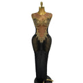 Gold Rhinestone Harness Gown | Sleeveless | Ankle-Length | Stage