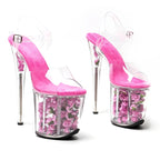 8-Inch Pink Rose Platform Sandals - Peep Toe Exotic Dance Heels