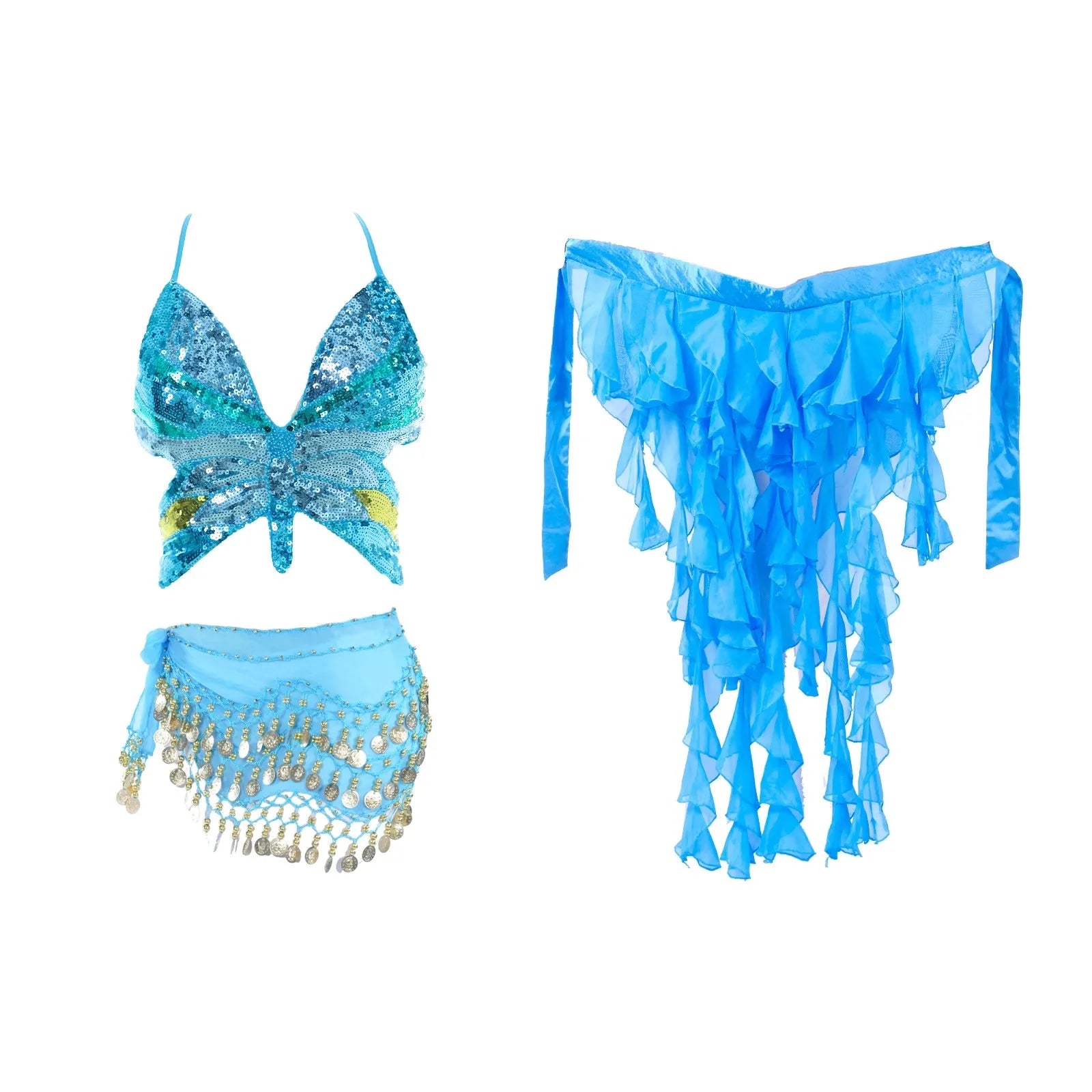 Belly Dance Sequin Halter Bra Top | Padded | Backless | 18 Colors