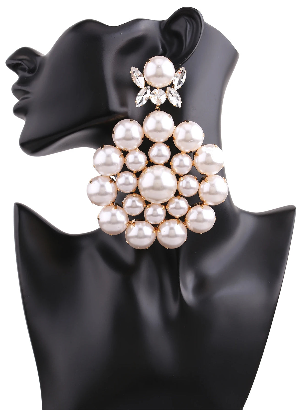 Faux Pearl Drop Earrings | Rhinestone Sparkle | Clip or Pin