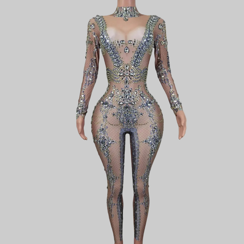 Rhinestone Print Jumpsuit - Luxury Performance Wear