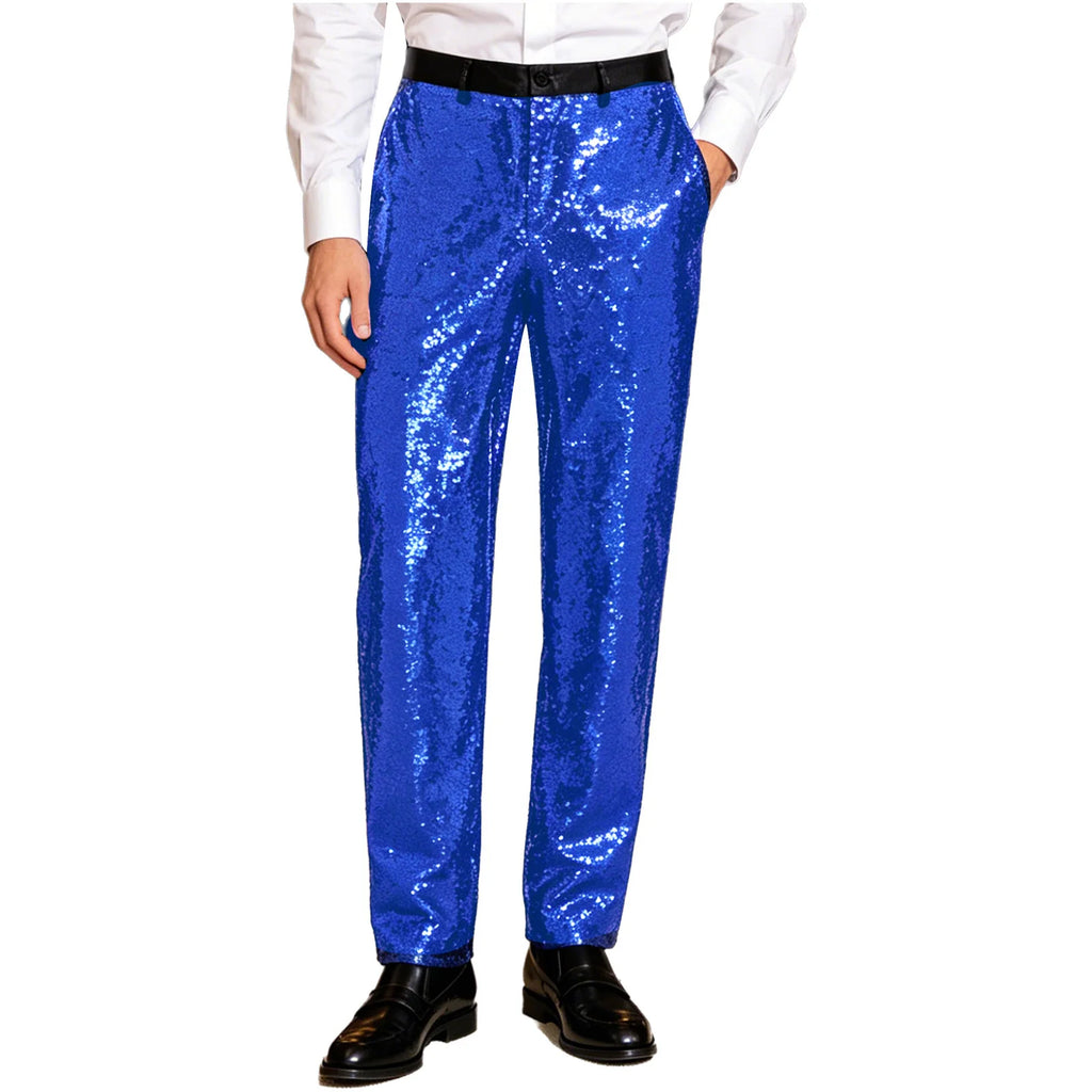 Men's Sequin Disco Pants | Elastic Waist | Side Pockets