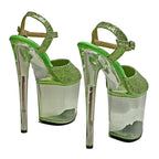 20cm Glitter Platform Sandals - Open Toe Clear Platform Dance Heels