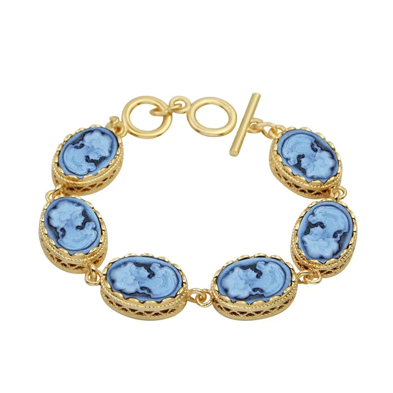 Cameo Charm Bracelet | Gold-Tone | Lady Queen