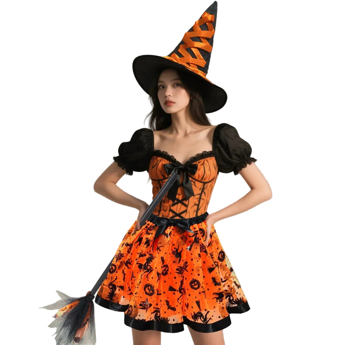 Witch Costume Set | Tulle Skirt, Hat & Broom | Halloween