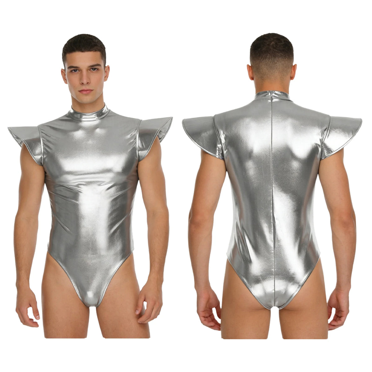Men's Metallic Bodysuit | Zip Front