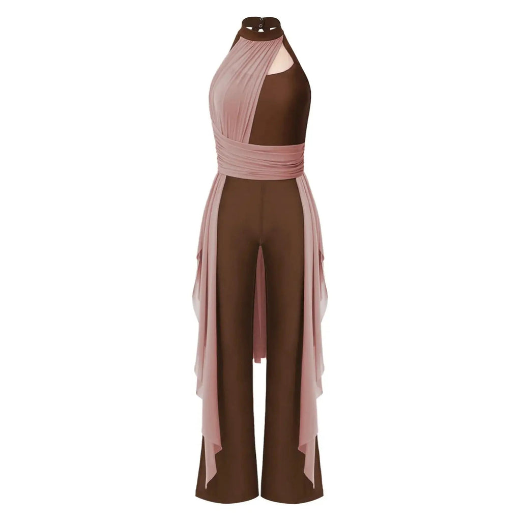 Lyrical Dance Jumpsuit | Draped Mesh