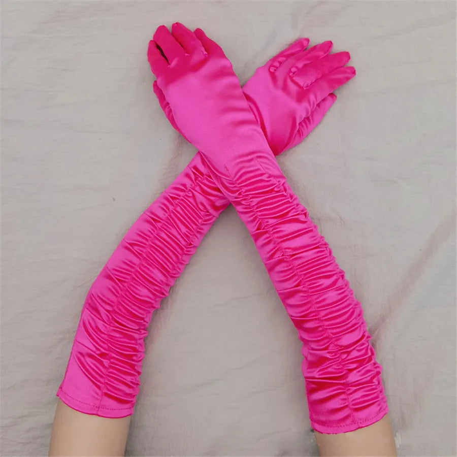 Long Satin Opera Gloves - Dance & Performance Stretch Gloves