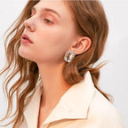 Oversized Crystal Clip-On Earrings