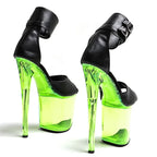 Matte Platform Open-Toe Ankle Boots - 8 Inch Pole Dance Heels