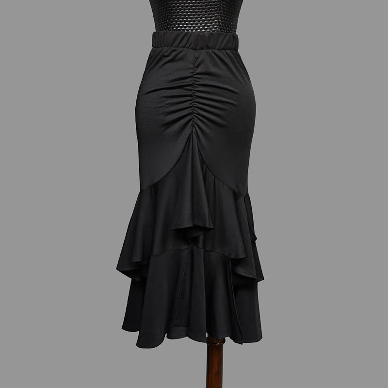 Latin Dance Ruffle Skirt | High-Low Hem | Salsa & Competition