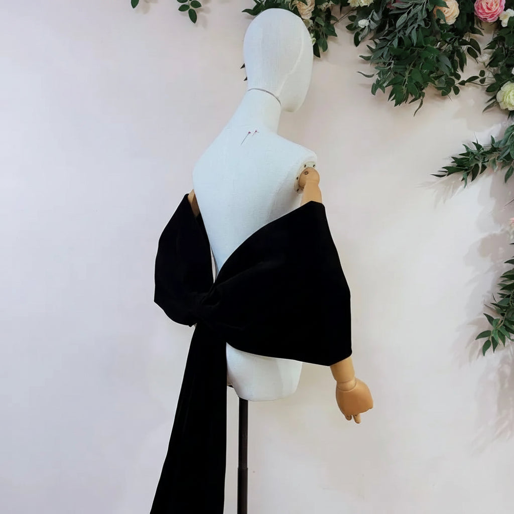 Velvet Bow Cape | Long Train & Bow Sleeves | Pageant & Evening