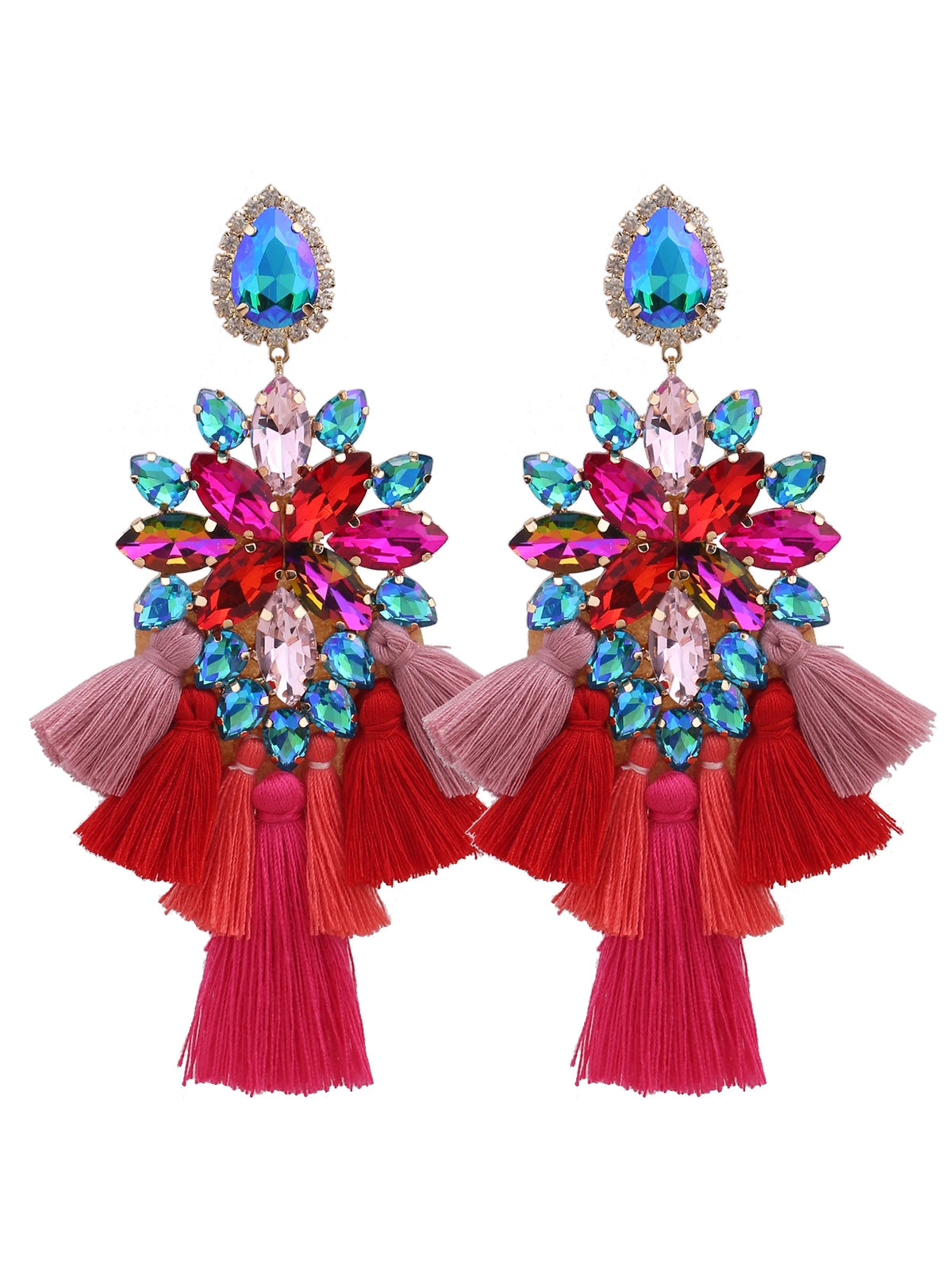 Glass Fringe Drop Earrings | Clip or Pin