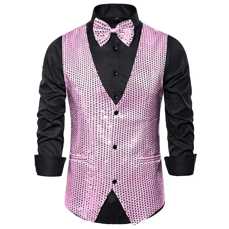 Men's Sequin Waistcoat | V-Neck