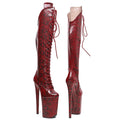 9-Inch Snake-Textured Platform Boots - Lace-Up Dance Boots