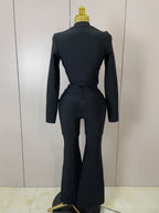 Golden Button Coat & Flare Pants | 2-Piece Stage Set