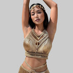 Bohemian Desert Dream Tassel Crop Top & Maxi Skirt Set - Festival & Performance Wear