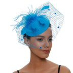Pillbox Fascinator Hat | Fishnet Veil & Feather | 11 Colors