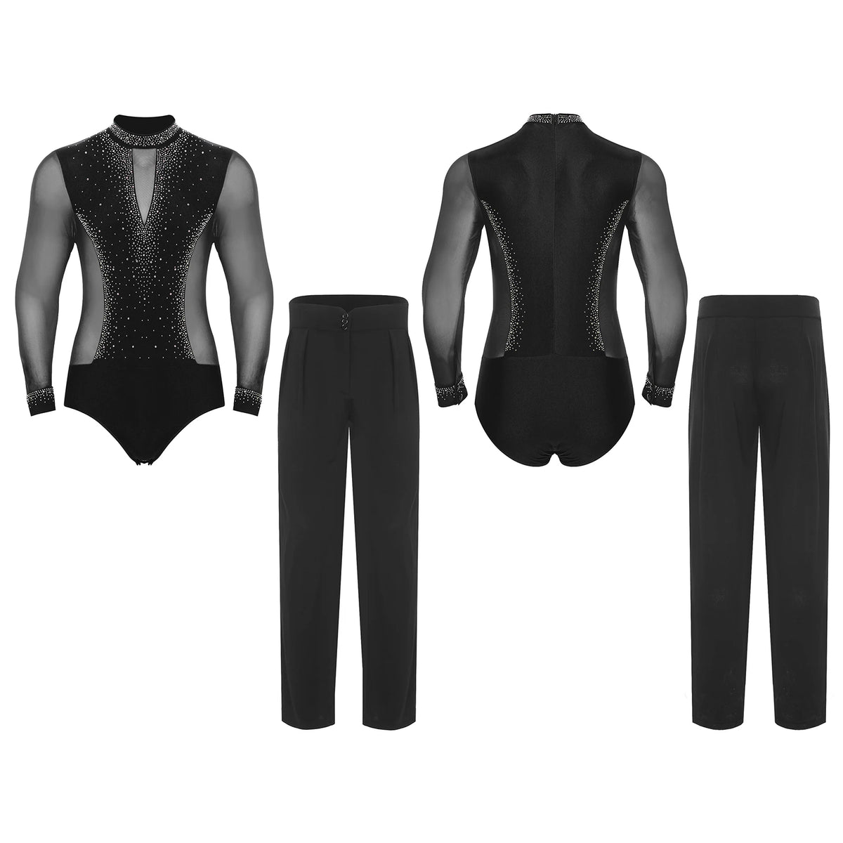 Men’s Latin Outfit | Rhinestone Mesh