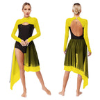 Lyrical Dance Dress | Cutout Back & Mesh Sleeves | Irregular Hem